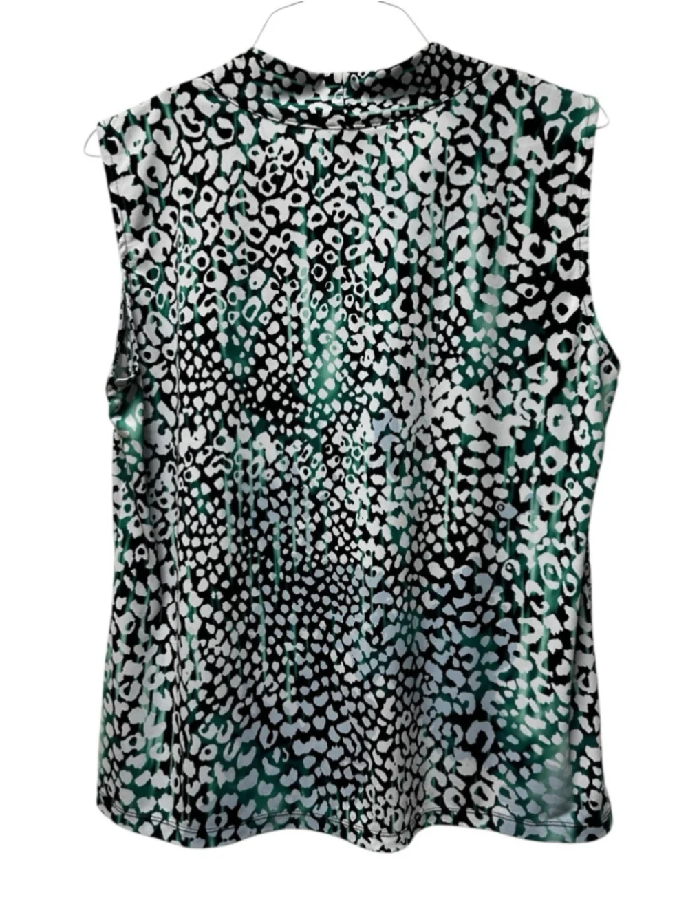 Dana Buchman Chic Sleeveless Career Blouse Womens XL Green & Black Animal Print - Picture 5 of 13